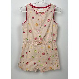 Beebay Girls Fruit Button Front Romper Outfit Peach Pink 5T 5 Dot Bow